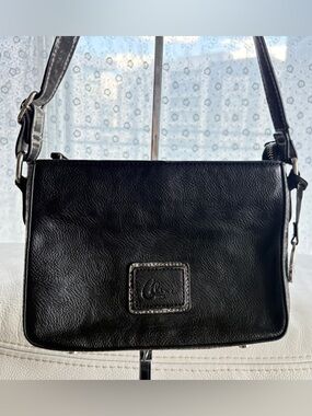 CELINE DION Black Faux Leather  Crossbody Shoulder Women Bag Zip Closure